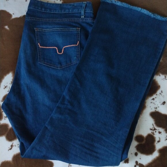 Women's LOLA Kimes Ranch Mid Rise Raw Hem Flare Jeans 16/32 - Picture 1 of 7